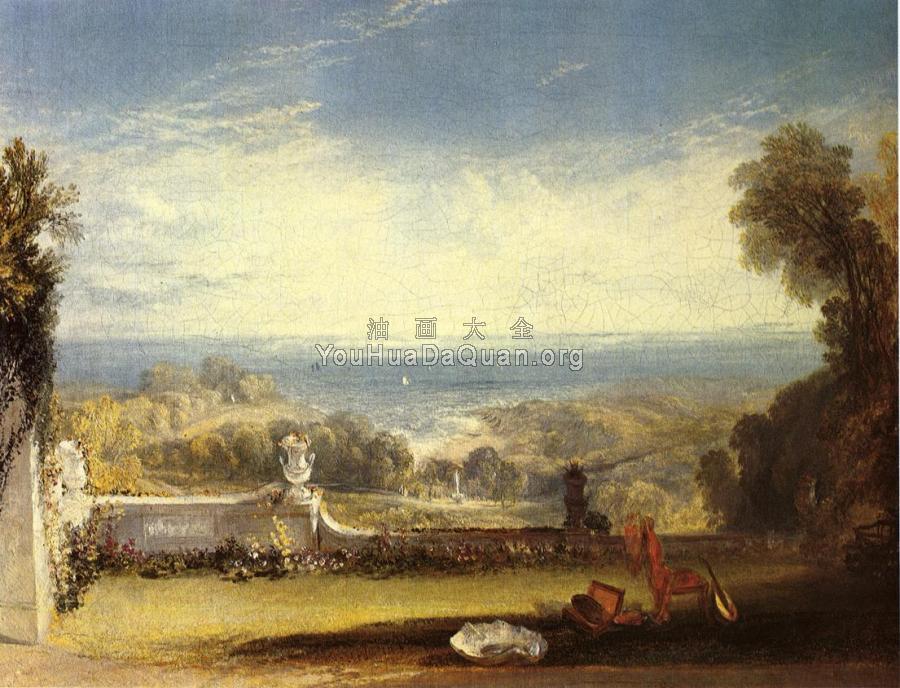 View from the Terrace of a Villa at Niton, Isle of Wight, from sketches by a lady - 约瑟夫·玛罗德·威廉·透纳
